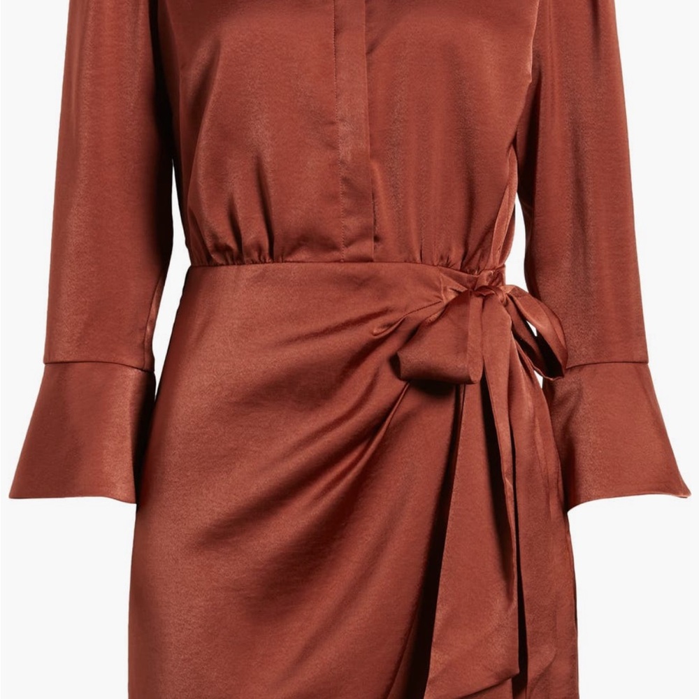 NWT Vince Camuto Satin Overlap Shirtdress - Copper - Size 12
